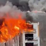 Incêndio deixa prédio em risco de desabar em Liverpool, veja as imagens