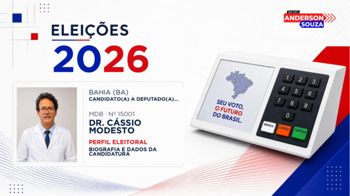 Dr. Cássio Modesto — Eleições 2026: quem é Dr. Cássio Modesto, candidato(a) a deputado(a) estadual na Bahia