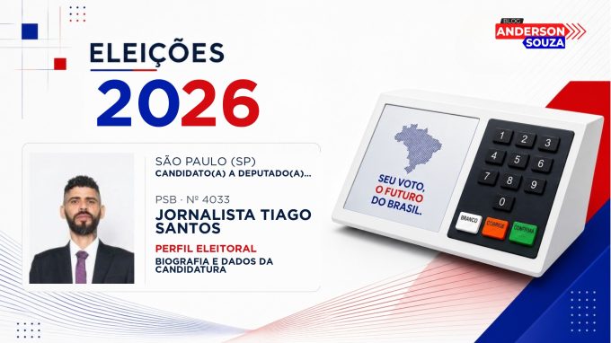 Jornalista Tiago Santos — Eleições 2026: quem é Jornalista Tiago Santos, candidato(a) a deputado(a) federal por São Paulo