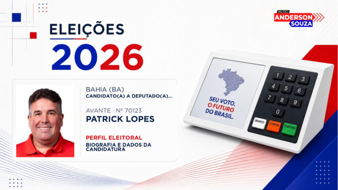 Patrick Lopes — Eleições 2026: quem é Patrick Lopes, candidato(a) a deputado(a) estadual na Bahia